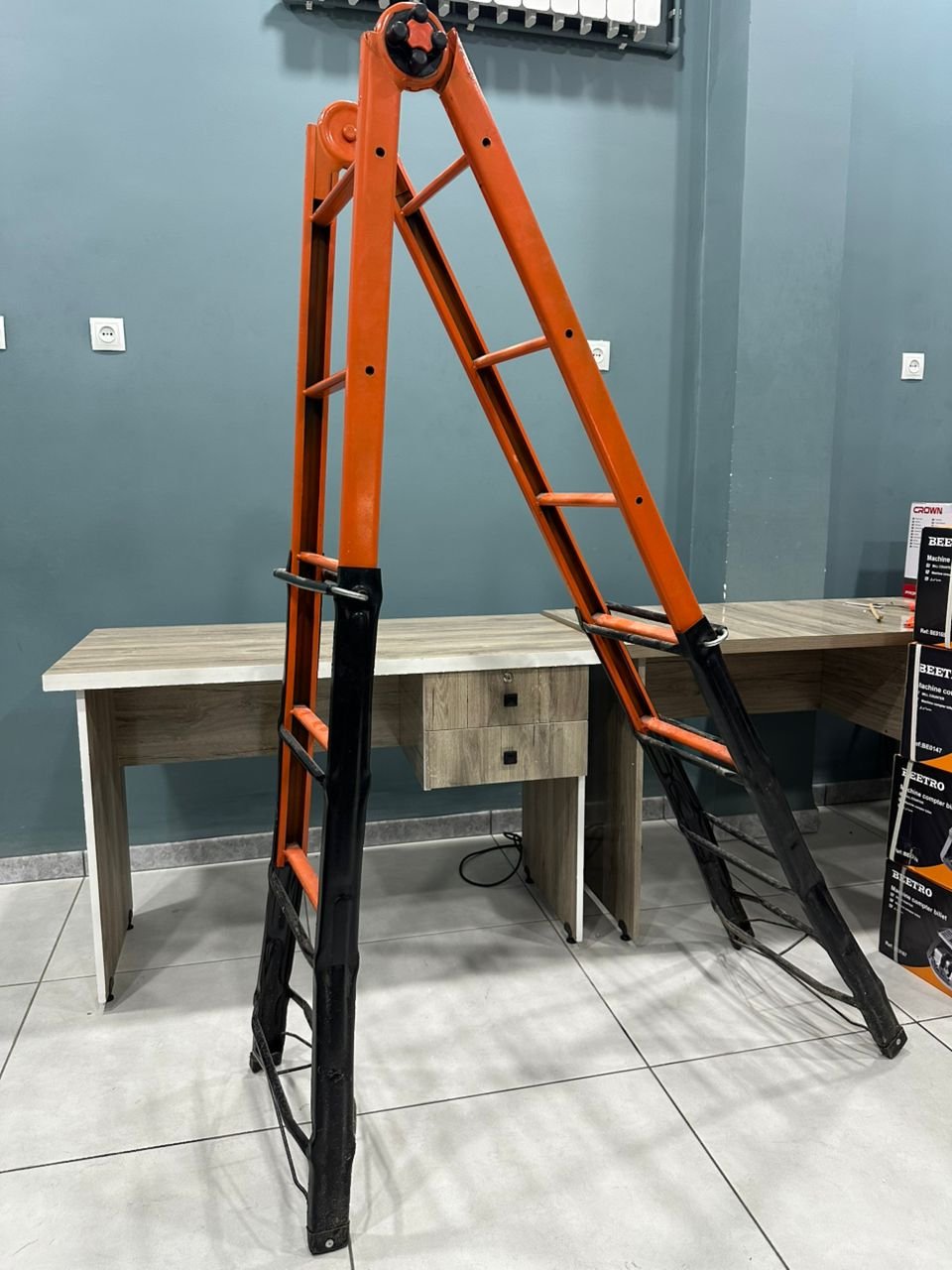 ESCABEAU ECHELLE MULTI POSITION TÉLESCOPIQUE EXTENSIBLE 5 MARCHES ORANGE NOIR